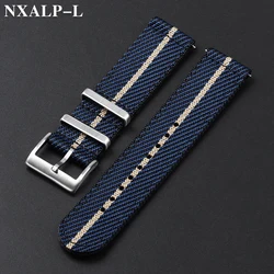 Men's Military-Style Nylon Quick Release Watch Strap - Universal Sport Canvas Band - 22mm (Blue Beige)