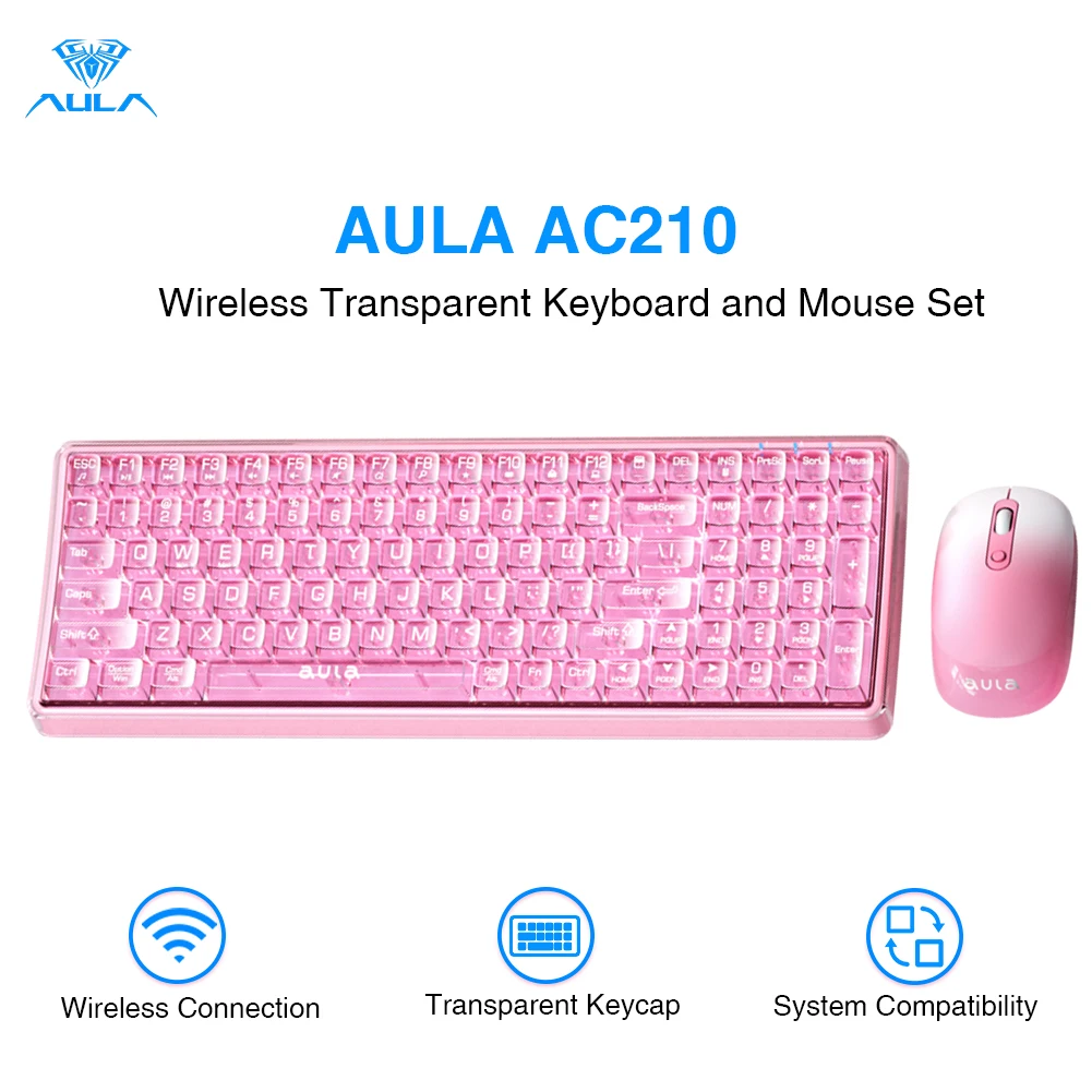 

AULA AC210 Keyboard Combo Wireless 2.4G Connection Multimedia Function Keyboard and Mouse Set