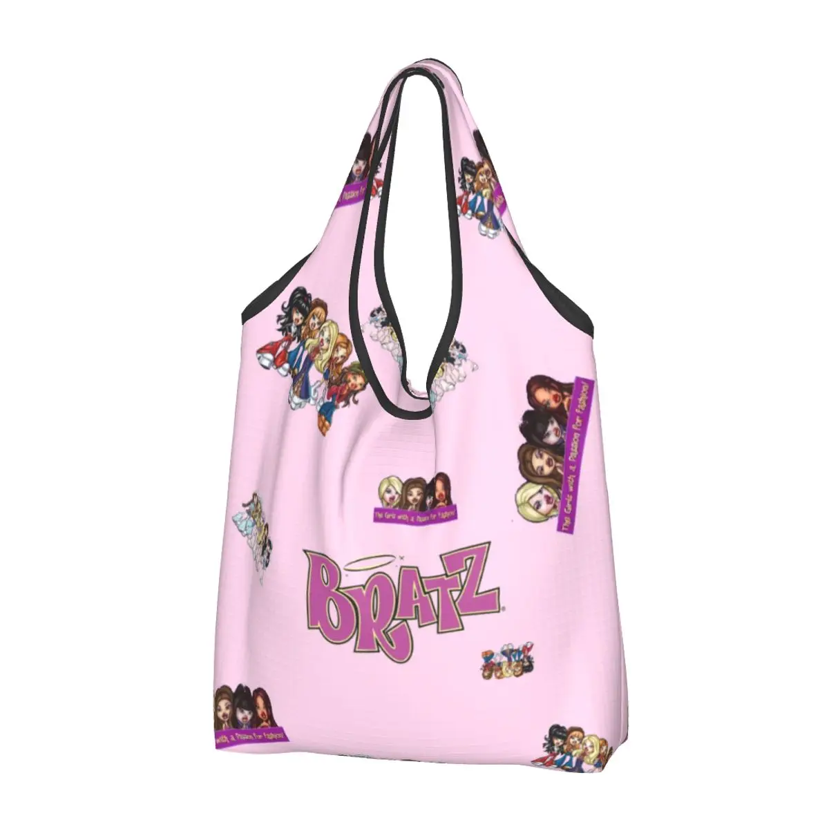 

Kawaii Bratzs Doll Shopping Tote Bags Portable Tv Movie Cartoon Grocery Shoulder Shopper Bag