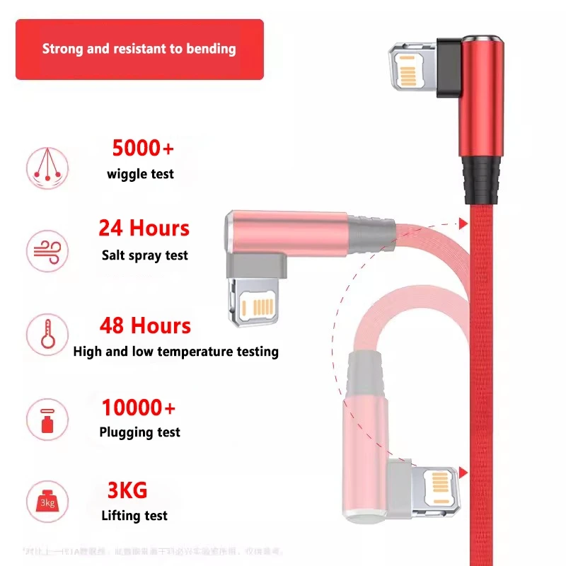Enhanced Gaming Elbow Fast Charger Cable - 90 Degree Braided USB Charging Cable