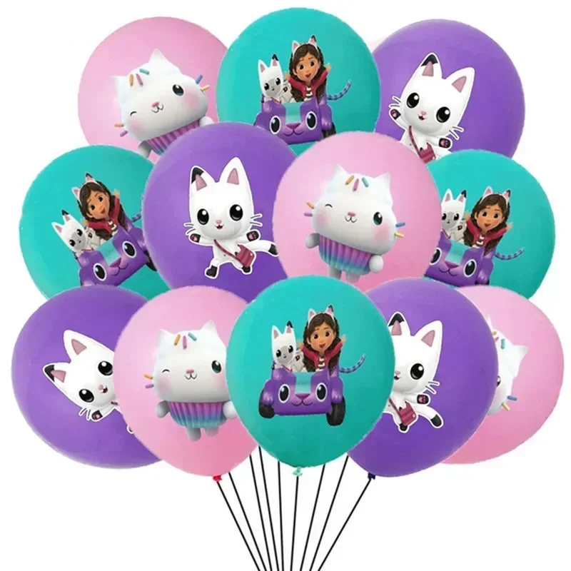 Disney Children's Birthday Party Decorative Products Gabby Doll House Theme Flag Pulling Balloon Disposable Tableware birthday party supplies