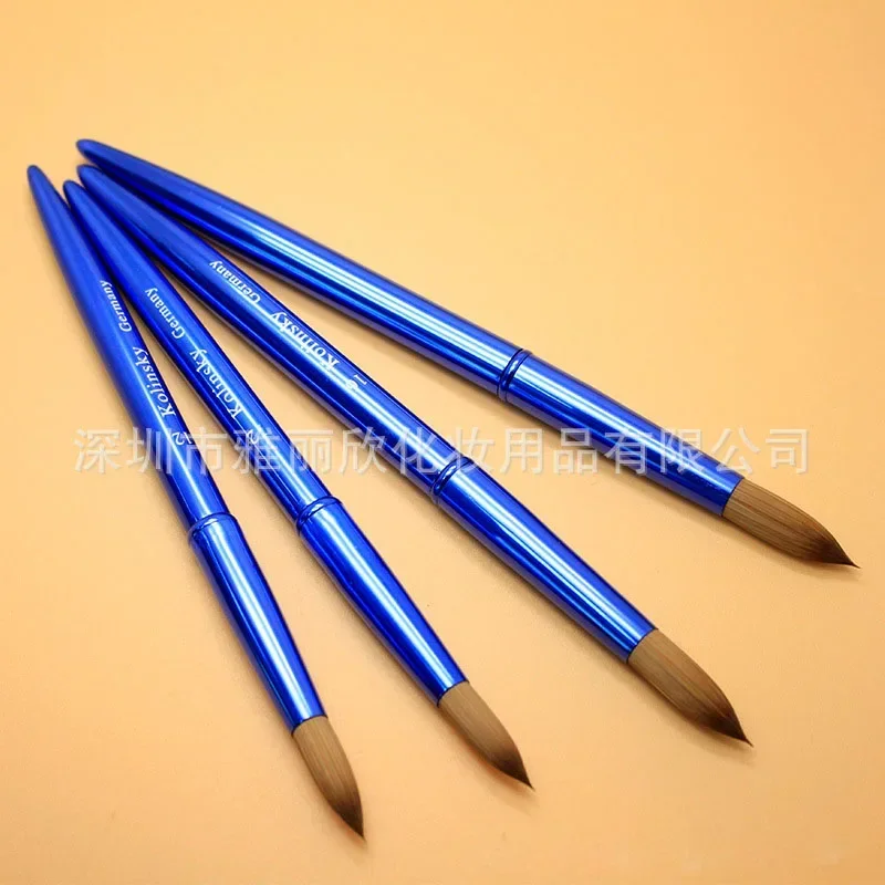 Pure Blue Metal Handle Nail Brush Mink Hair Manicure Brushes UV Gel Painting Drawing Nail Pens Salon Nail Tools Custom TIANMI 3