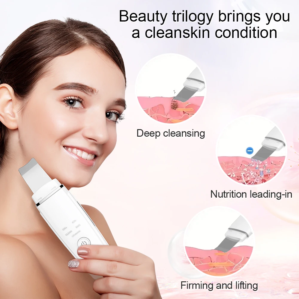 Facial Scraper Blackhead Removal Tool 5 Modes For Deep Facial Cleaning Stainless Steel Applicator With 4 Color Lighting
