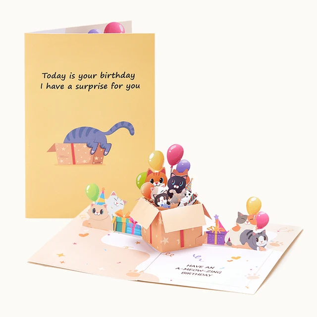 Cute Cat Pop up Birthday Cards 1