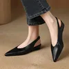 Big size 36-42 women's genuine leather pointed toe slingback flats sandals elegant ladies slim daily dress shoes 2025 spring new 1