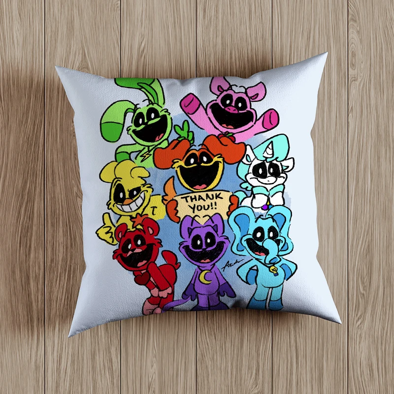 Smiling Critter Cushion Cover Catnap Dogday 45*45cm Polyester Throw Pillows Sofa Home Decor Decoration Decorative Pillowcase 4
