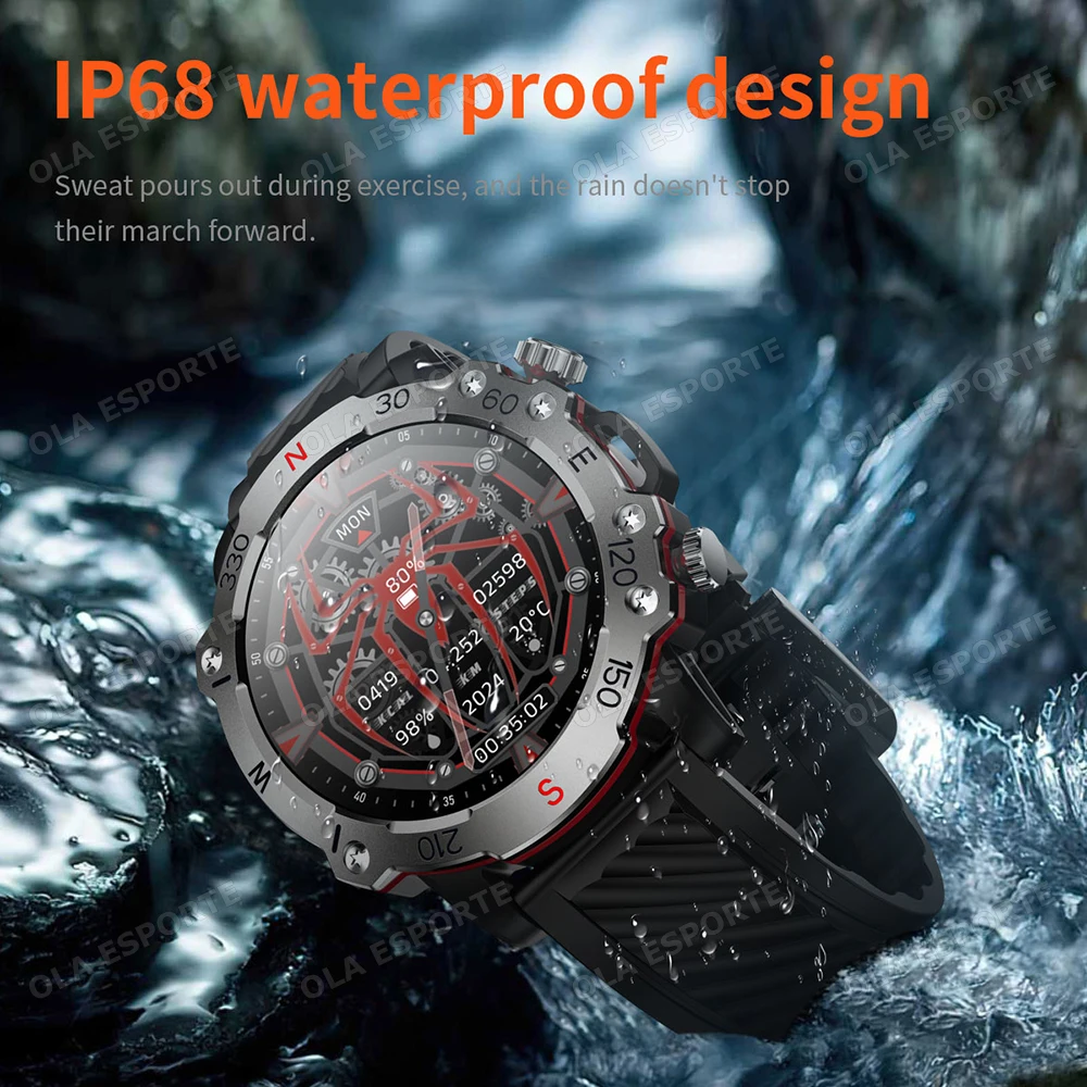 New Outdoor Military Dual Band Gps Military Smart Watch 5atm Waterproof Heart Rate Sleep Monitor Bluetooth Calls Smart Watch Men, Alina Gadgets