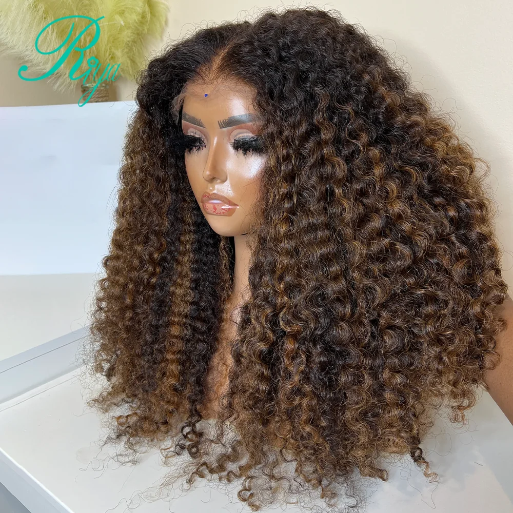 Highlight Blonde Wig 250 Density Coily Curly Wig 13x4 13x6 Lace Front Human Hair Wigs For Women Kinku Curly 360 Lace