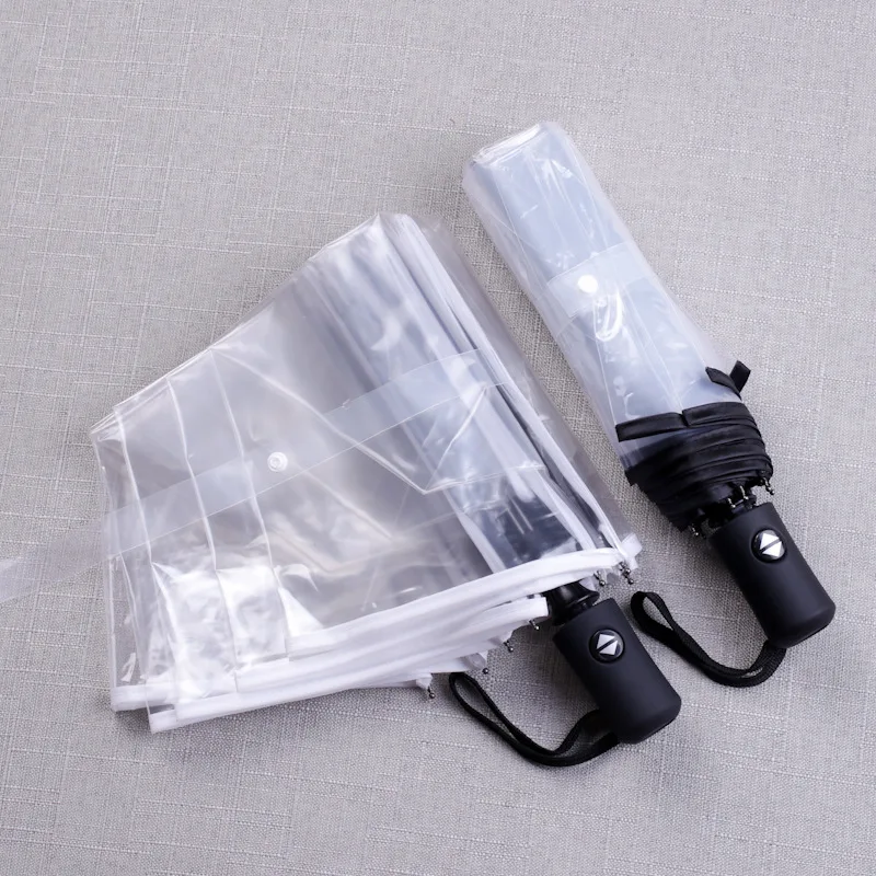 Triple Fold Rainproof Transparent Umbrella