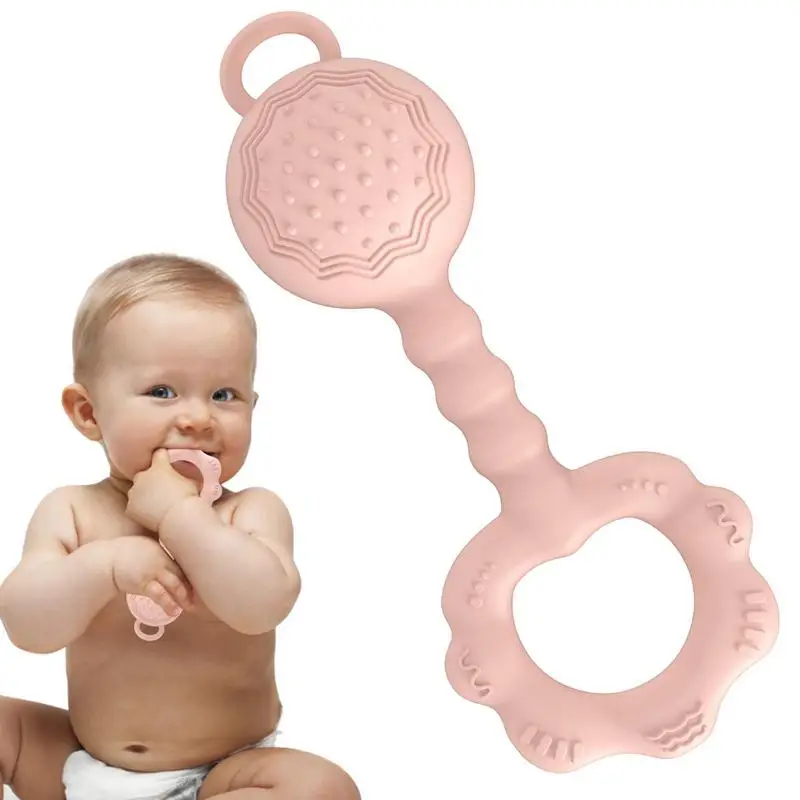 

Baby Teething Toys Silicone Baby Teether With Rattles Food Safe Teething Ring With Raised Textures Multifunctional Soothing