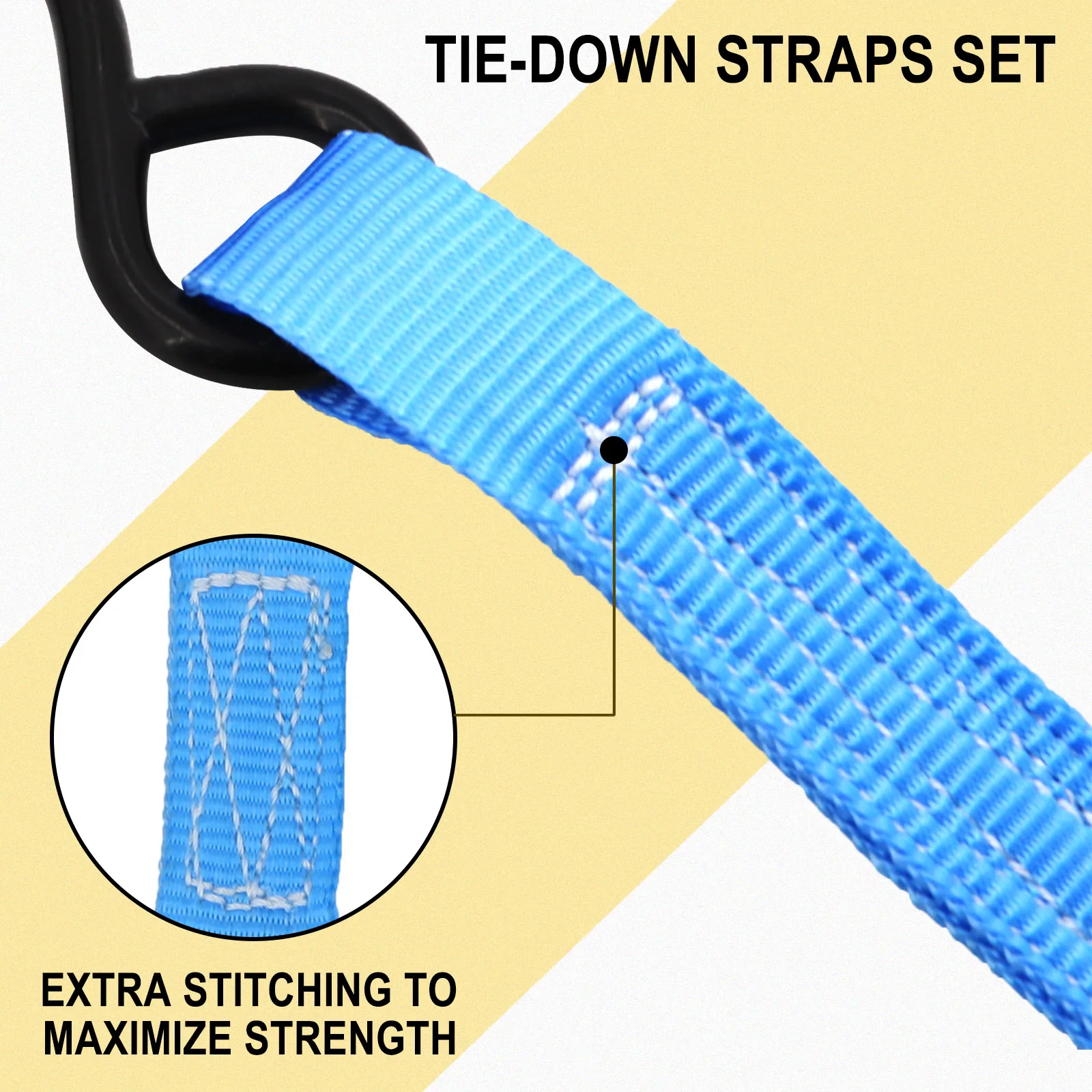 6M Ratchet Tie Down Straps with Padded Handles 2646 LB Break Strength Safety Lashing Belt Lock S Hooks for Cargo Motorcycle RV