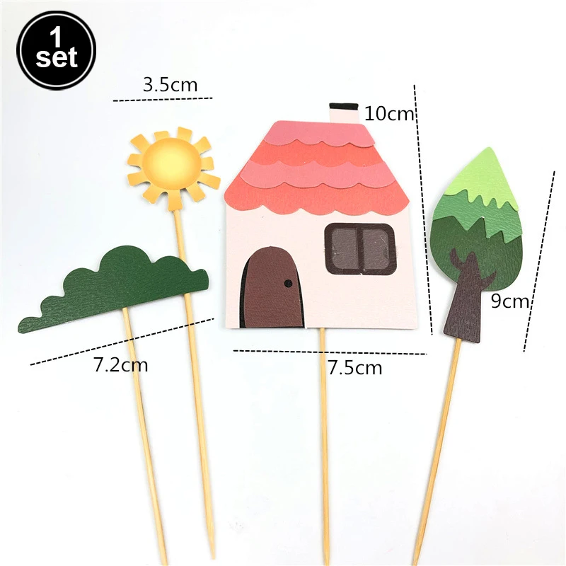 Dschungel Thema Geburtstags torte Dekoration Filz Wald kleines Blatt Wald Kiefer Apfel Kokosnuss Früchte Baum alles Gute zum Geburtstag Kuchen Topper – Detail 24