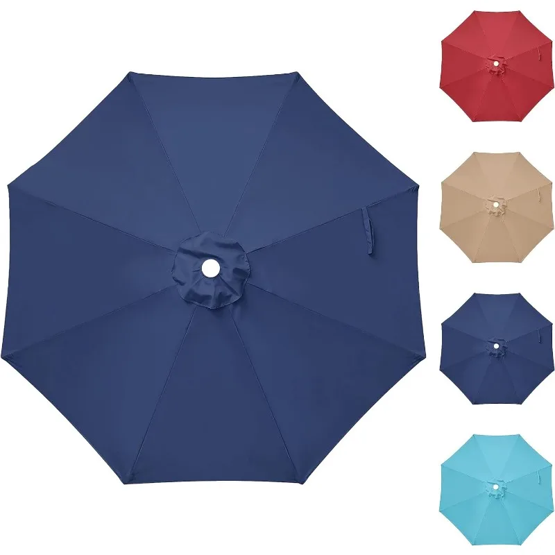 9' Patio Umbrella with 50lbs 20" Capacity Fillable Heavy Duty Round Base, 8 Sturdy Ribs, for Outdoor Lawn, Deck, Poolside
