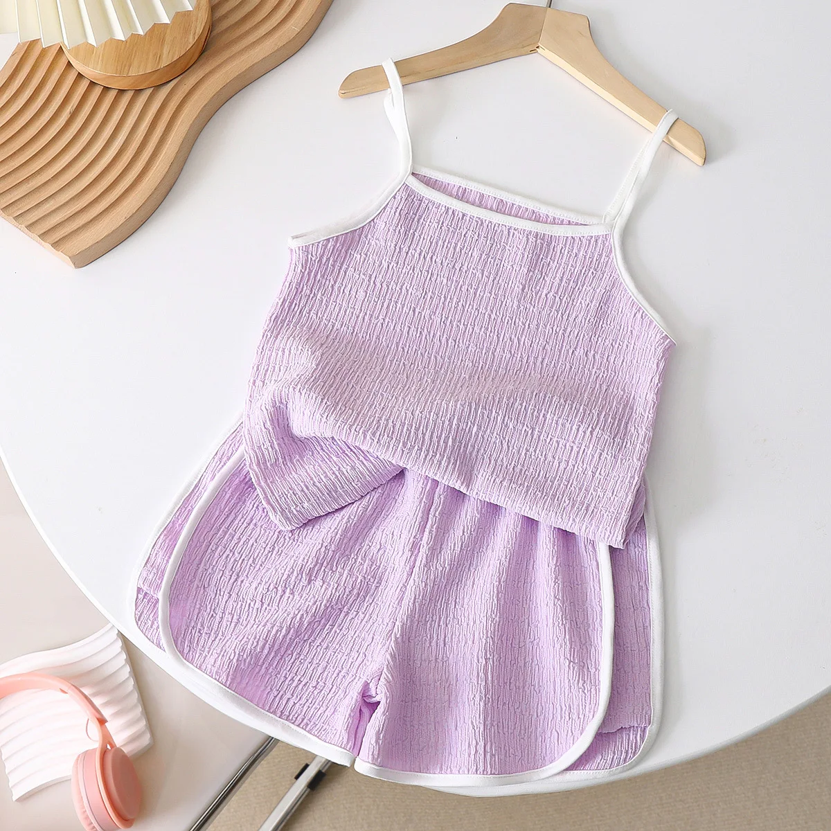 

Summer Baby Girl Vest Sets Candy Color Fashion Condole Belt Tops + Shorts 2pcs Casual and Comfortable Suits for Toddler Kids