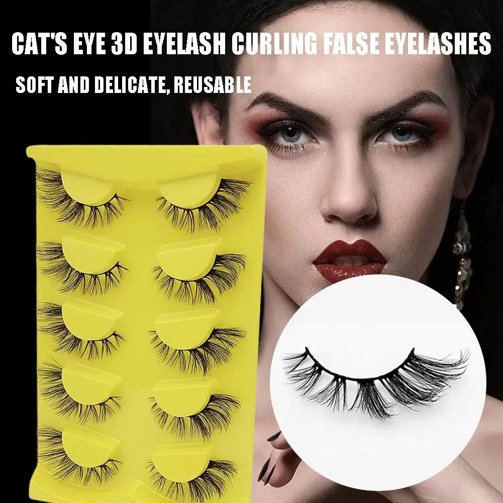 

5pairs 3D False Eyelashes Reusable Hand-made Natural Big Makeup End Cosmetics Eye Winged Lash Eyelash Extension Fluffy Long I7O0