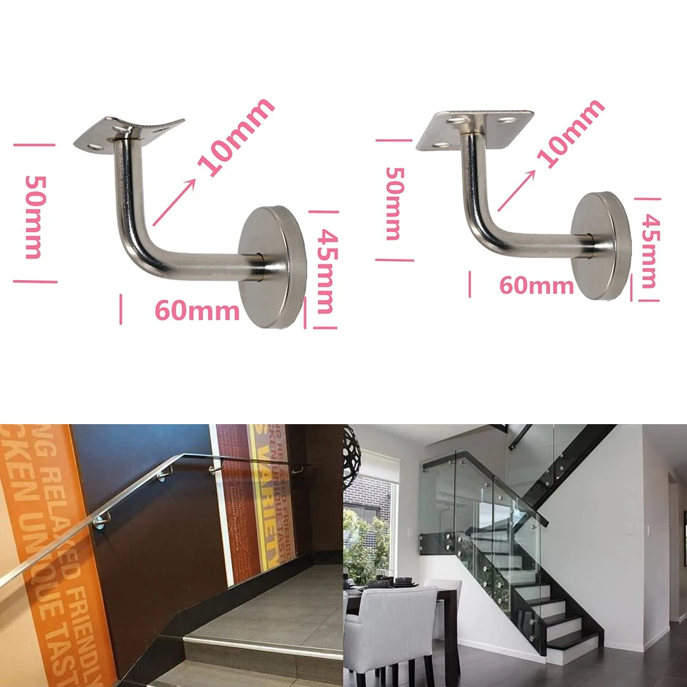 1Pcs Stainless Steel Stair Handrail Brackets 50mm x 60mm For Fitting Oak Pine Stainless Steel Handrail Securely To Wall Tools