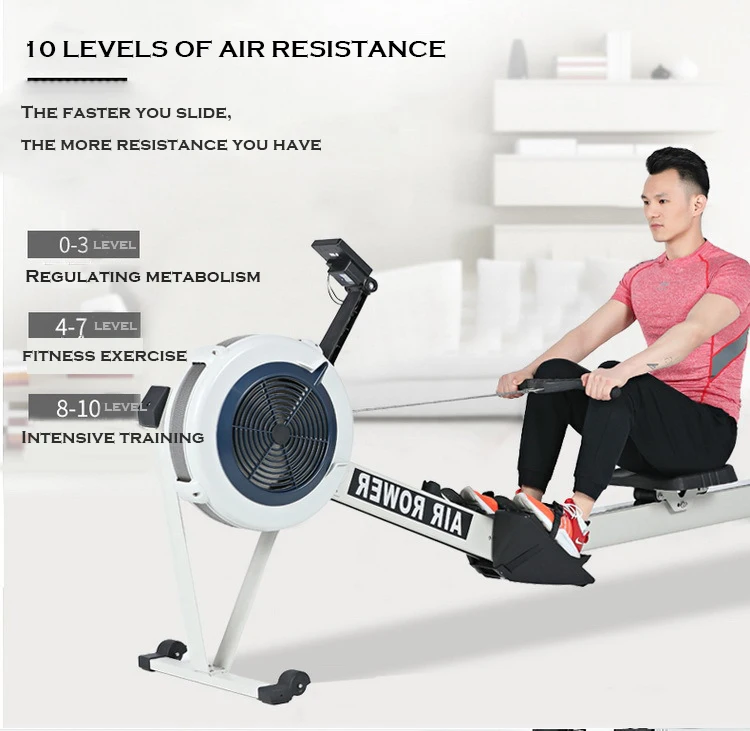 All Steel Foldable Wind Resistance Rowing Machine Professional Household Body-building Air Rower · v2