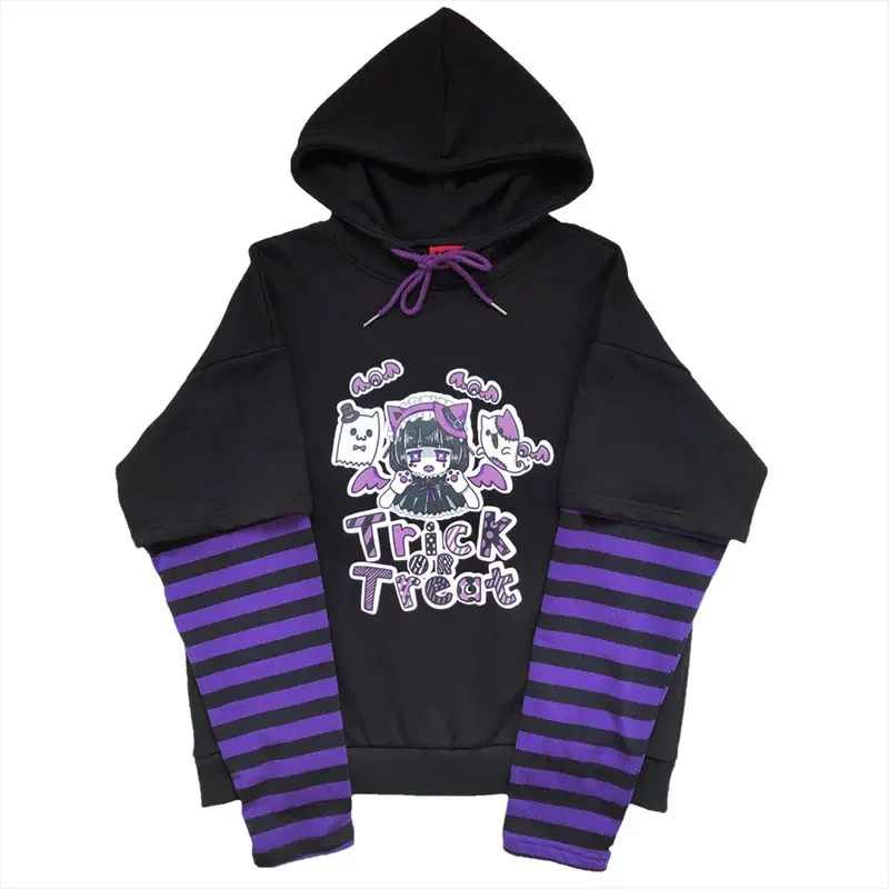 Kawaii Clothes Purple Kitty Ears Hoodie Teenage Anime Hoodies