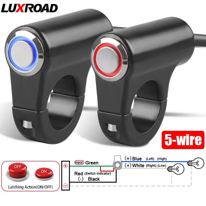 22mm 7/8" Aluminum Motorcycle Handlebar Headlight Switch Hi/lo Beam