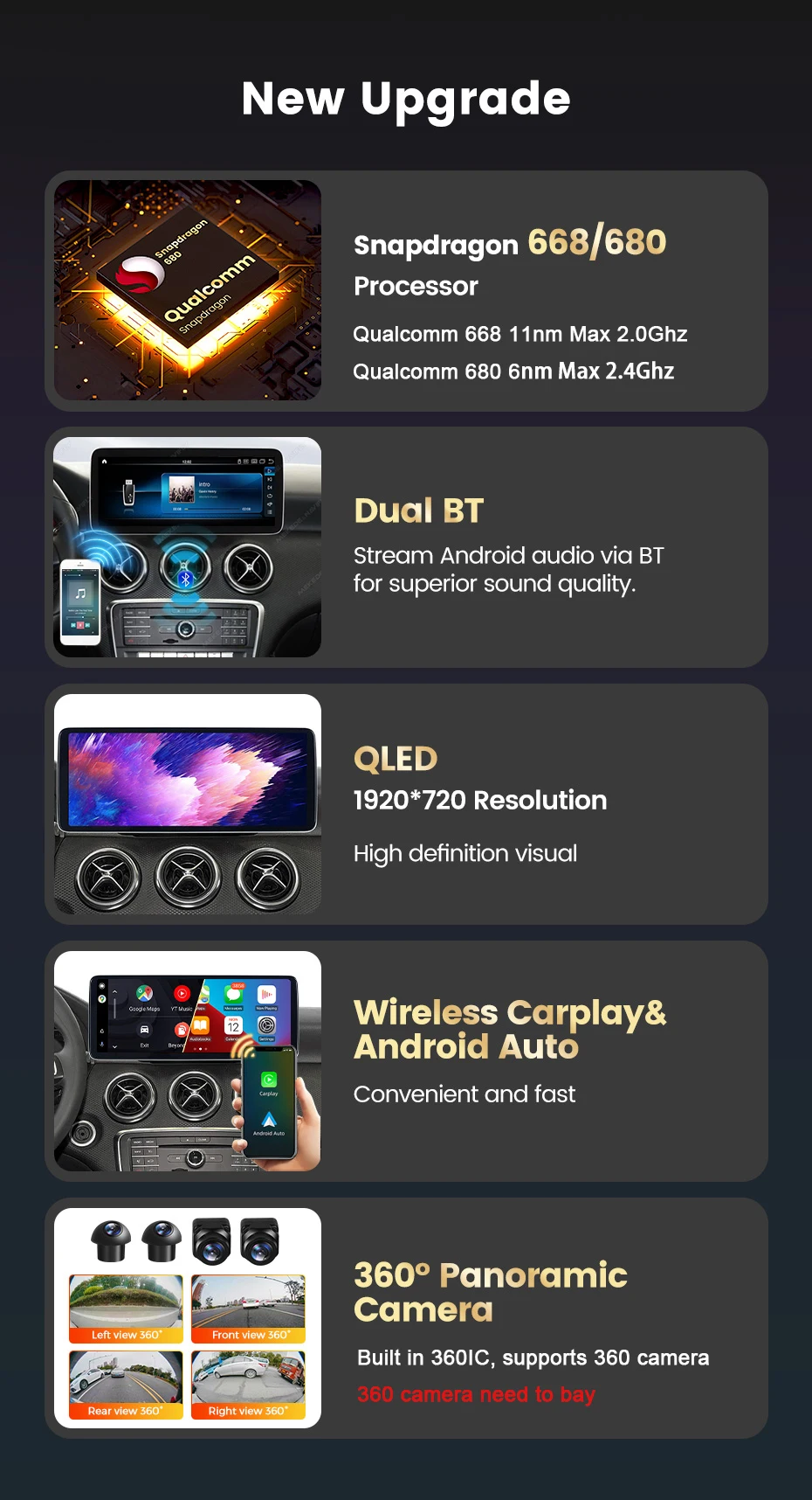 MEKEDE 10,25/12,3 Zoll QLED Snapdragon 4G Wireless CarPlay Auto für Mercedes Benz C-Klasse W205 S205 2014-2018 Auto-Multimedia-Player – Detail 8