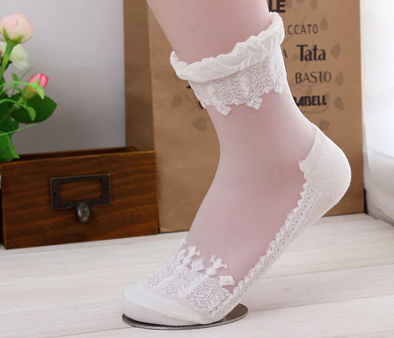 

1Pair Women Sport Socks Lace Ruffle Ankle Sock Soft Sheer Cotton Mesh Knit Ankle Socks Female Fitness Gym Yoga Socks