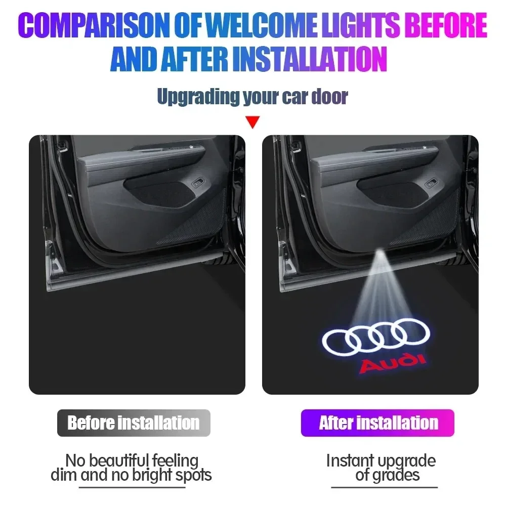Car Door AUDI Welcome Light Led HD Projector Lamp For Audi S Line A3 8L 8P TT Mk2 A6 C7 A5 A4 B8 QUTTRO RS Q3 Q7 S3 S4 S5 S6 S8