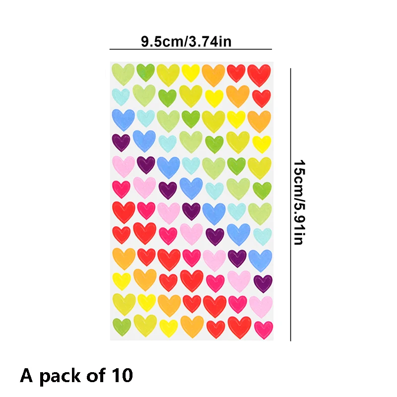 Colorful love Adhesive Stickers 10pcs For Scrapbooking DIY Arts Crafts Fun Shapes Creative Projects