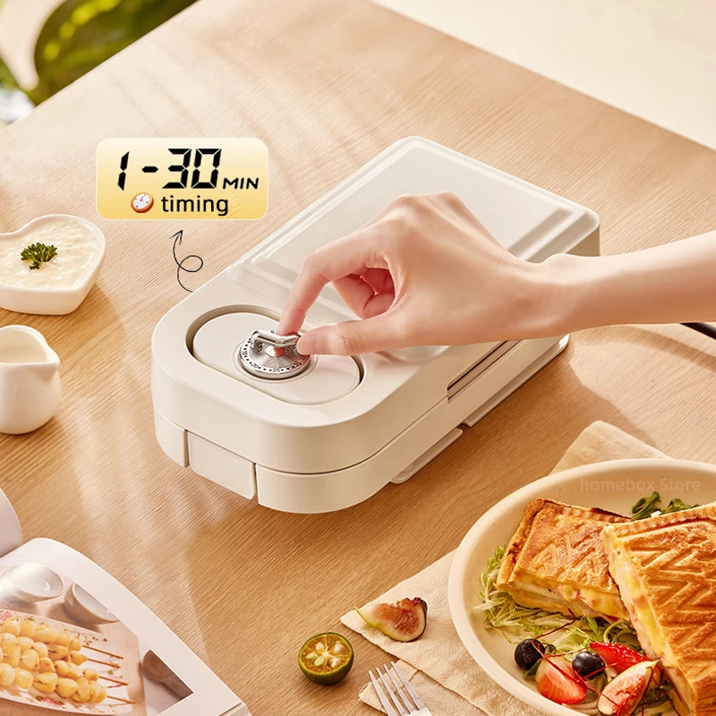 650W Electric Sandwich Maker Multifunctional Waffle Machine Toaster Baker Timing Breakfast Machine Takoyaki Pancake Donuts 220V 3