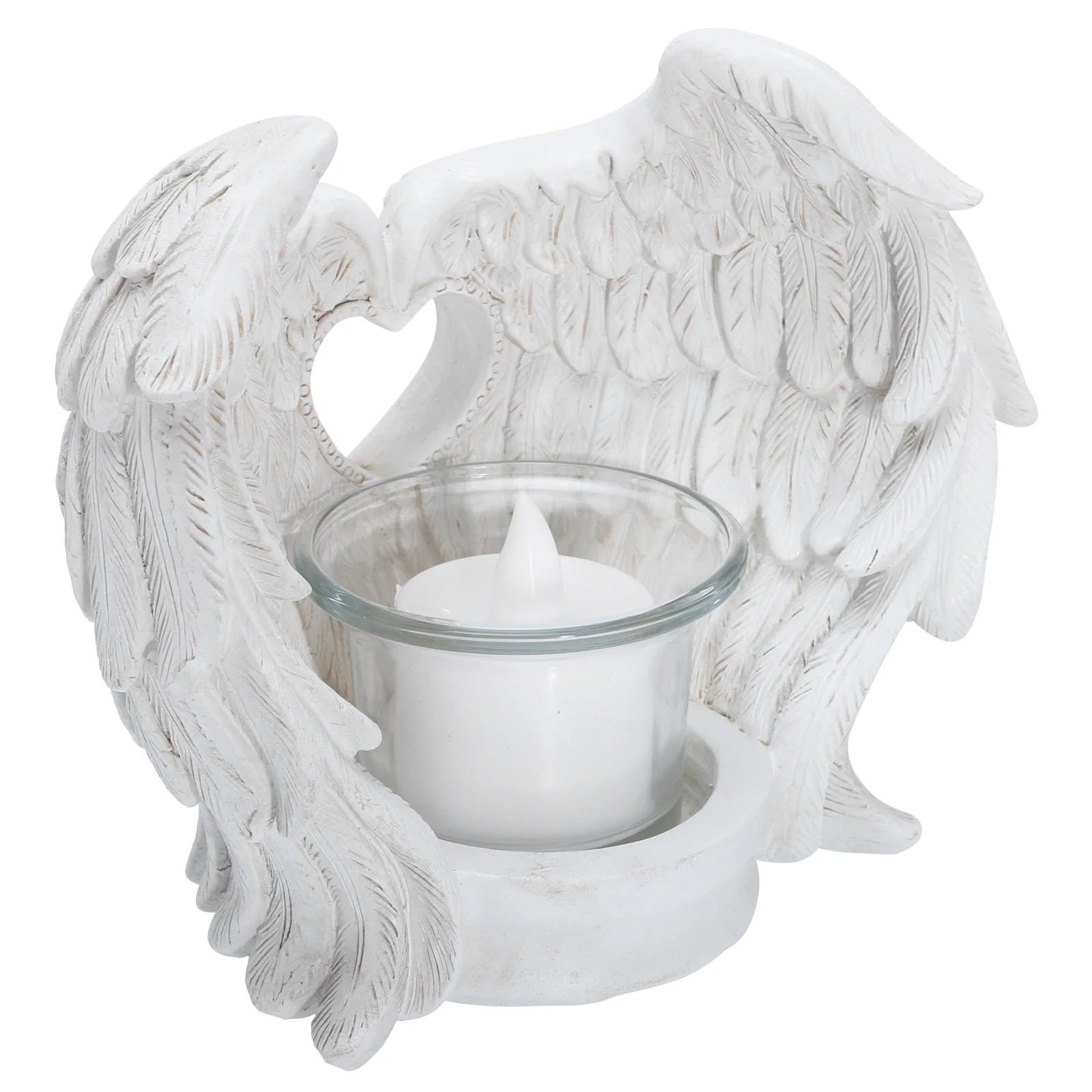 

Candles Angel Candle Wings Operated Holder Taper Flameless Decor Flickering Fake Wall Powered Light Memorial Tea Led
