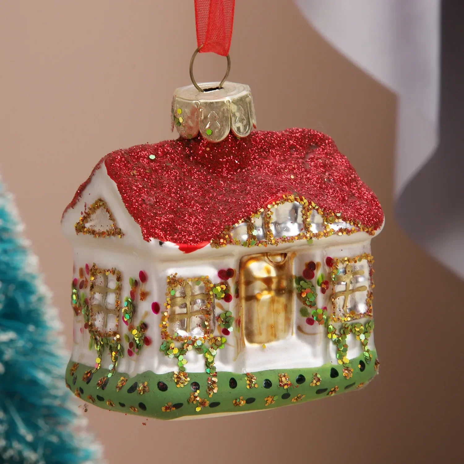 Handmade DIY Christmas House Tree Ornaments Glass Decorations for Home New Year Party 2025 Nativity Glass Christmas Toys