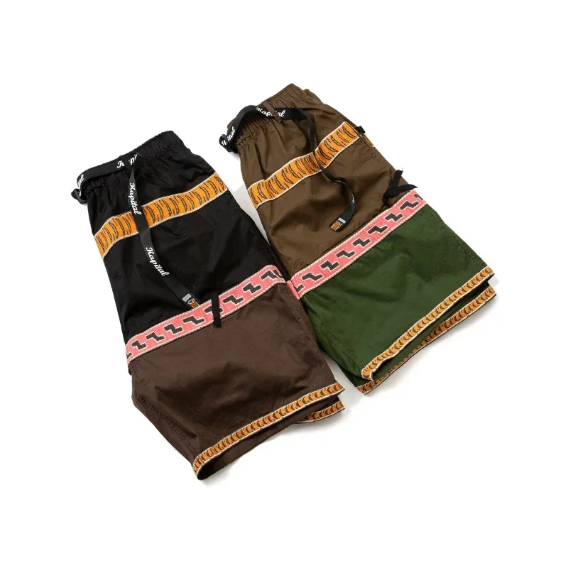 2024 Summer New Japanese Fashion Brand Hirata Hehong Color Matching Tiger Ribbon Five Point Casual Men's Shorts