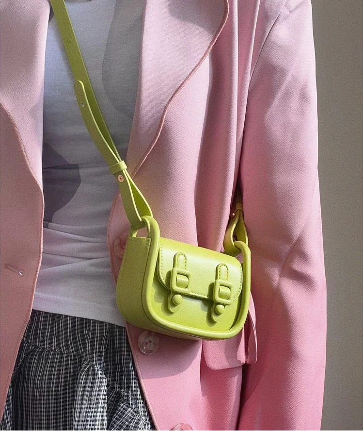 Bags for Women Minortity Designer Pink Solid Color Sweet Hot Crossbody Earphone Lipstick Bags Portable Magnetic Snap PU Square
