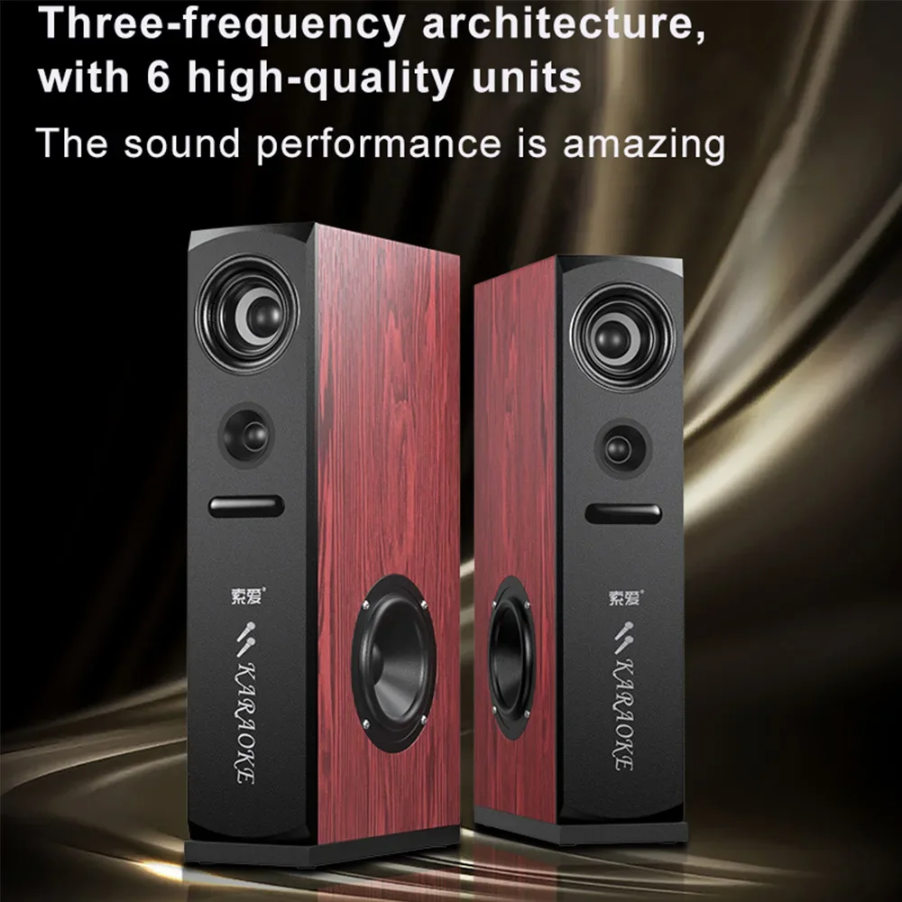 

SOAIY Multimedia Active Bluetooth Speaker Home Theater Sound System Subwoofer K-Song Combination Family TV Music Center Audio