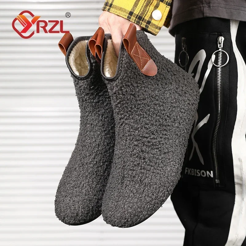 YRZL Cotton Shoes Male Boots Men Winter Warm Indoor Home Shoe Comfortable Plush Man Casual Shoes Soft  Anti-slip Walking Shoes — view 5