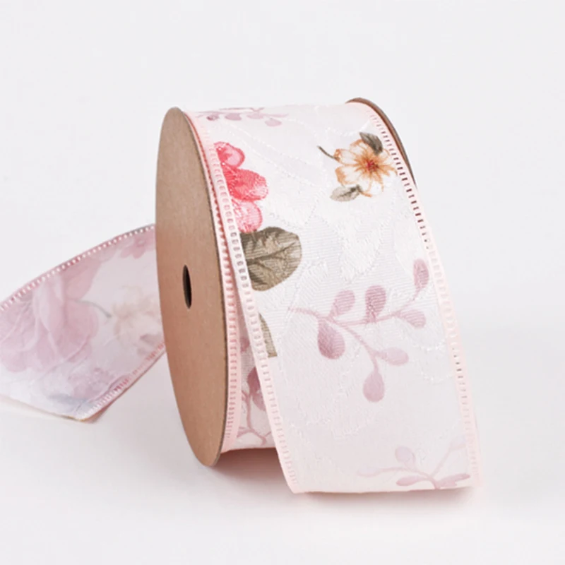 Floral Print Ribbon For Gift Cake Flower Packing Wedding Christmas Party Decoration Ribbon DIY Accessories 10 Yrds/roll