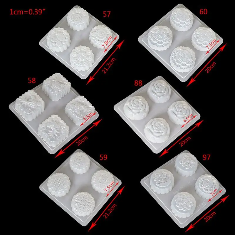 4-Cavity Silicone Mooncake Mold - Non-Stick Fondant Chocolate Baking Mold