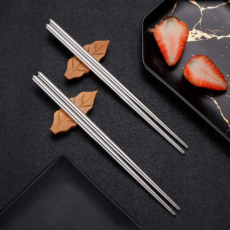 Non Slip Chopsticks Household Round Stainless Steel Canteen Fast Food High Temperature Korean Cutlery Set
