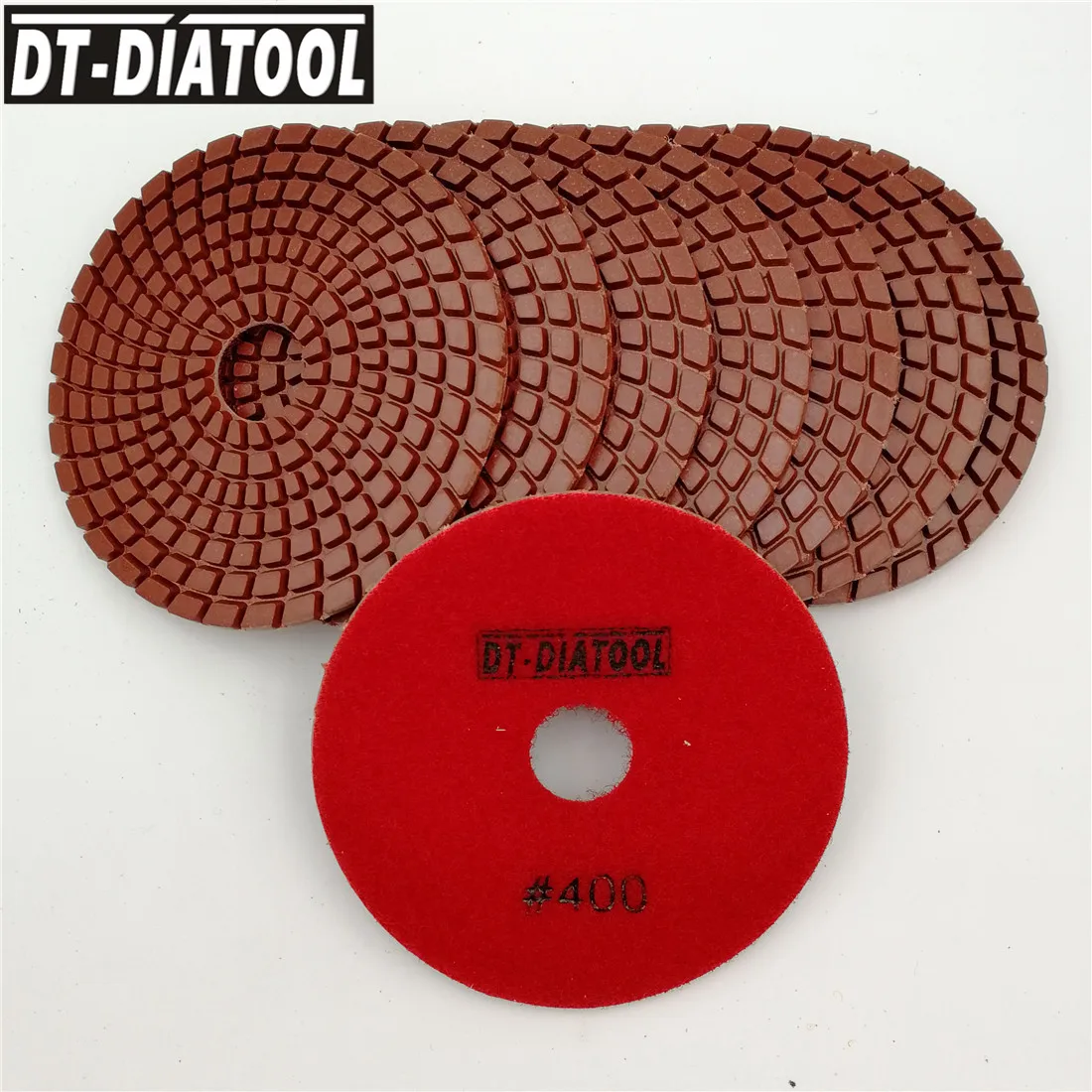 DT-DIATOOL 7 Stück Durchmesser 100 mm/4 Zoll gemischte Körnung Diamant flexible Nasspolierpads für Granit, Marmor, Stein, Schleifscheibe – Detail 2