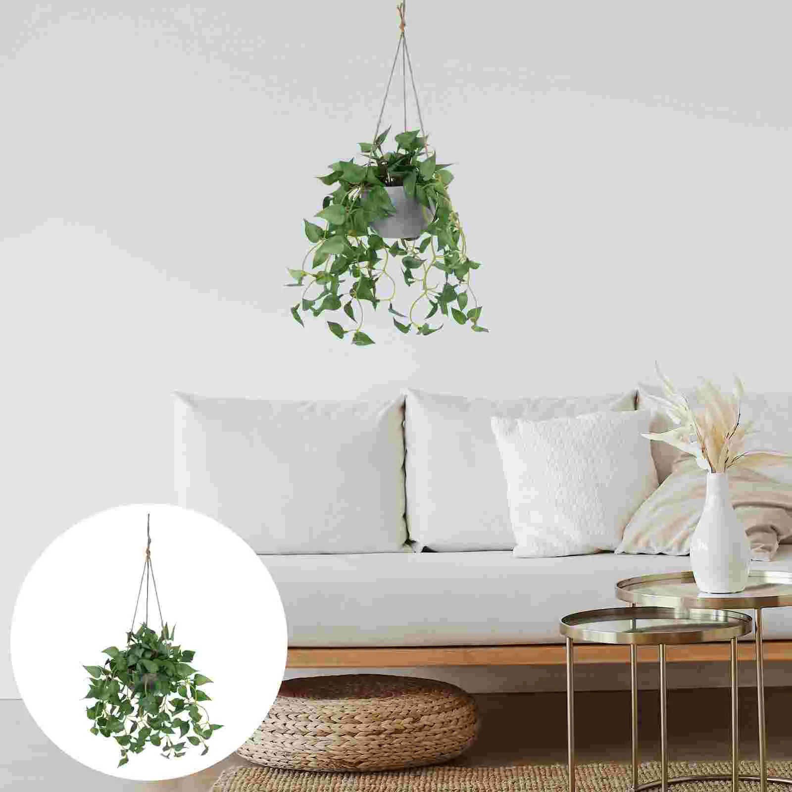 

Artificial Hanging Potted Greenery: Flowers Planter Pot Vine Farmhouse Leaves Home Office Indoor Outdoor Decor