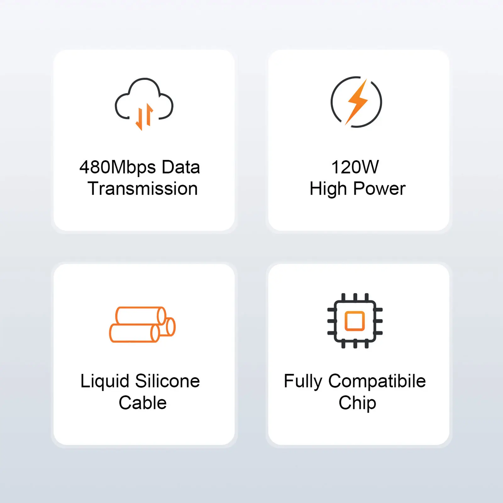 120W USB to Type C Cable 1M/1.5M/2M Data Cable Fast Charging & Data Transfer, Compatible with Huawei Xiaomi Samsung