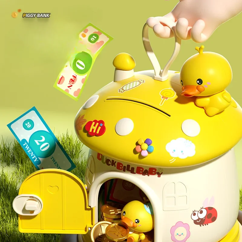Children Cute Cartoon Mushroom Molding Piggy Bank 3D Stickers for Creative DIY Desktop Ornaments Key Protection Gifts for Kids