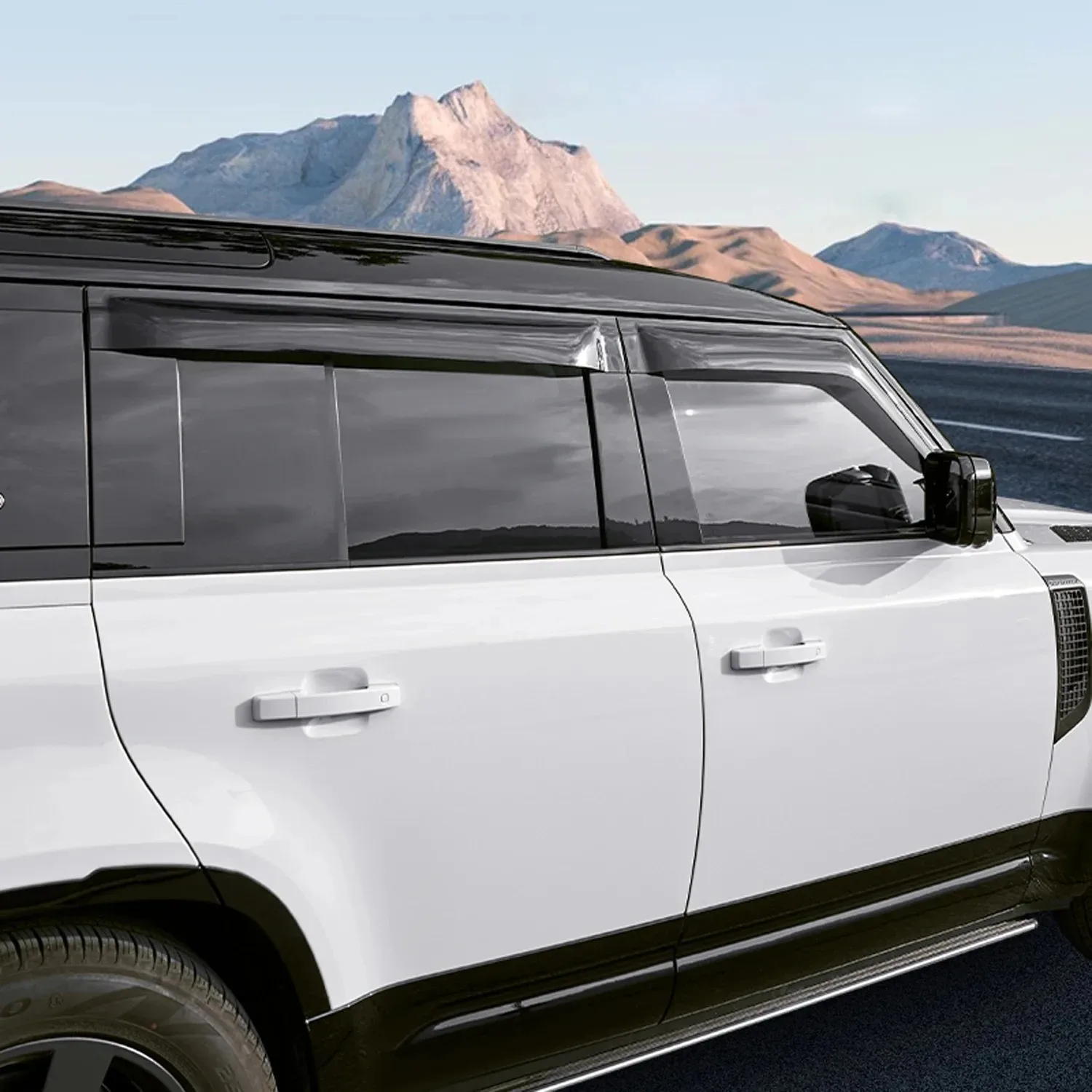 Black Exterior Window Visors Rain Sun Deflector For Land Rover Defender 90 110-Visor Guard Cover ABS Car Accessories