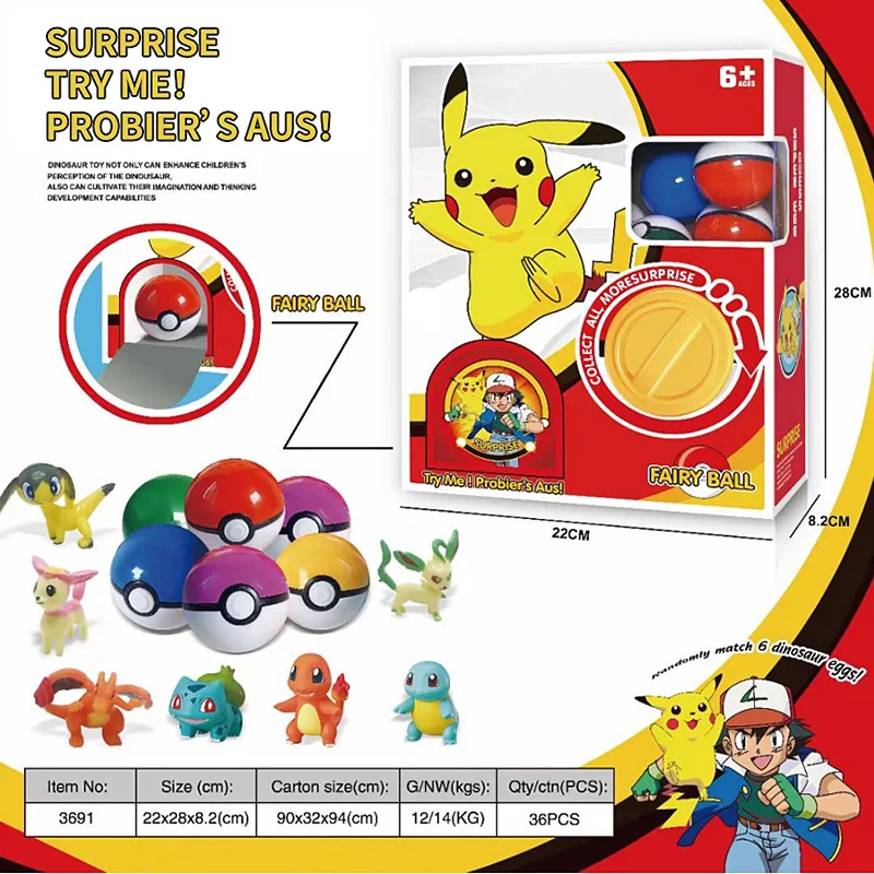 

Pokemon Cartoon Pet Elf Ball Pokeball Anime Action Figures Pikachu Model Doll Master Ball Pocket Egg Twister Toys For Kids Gift