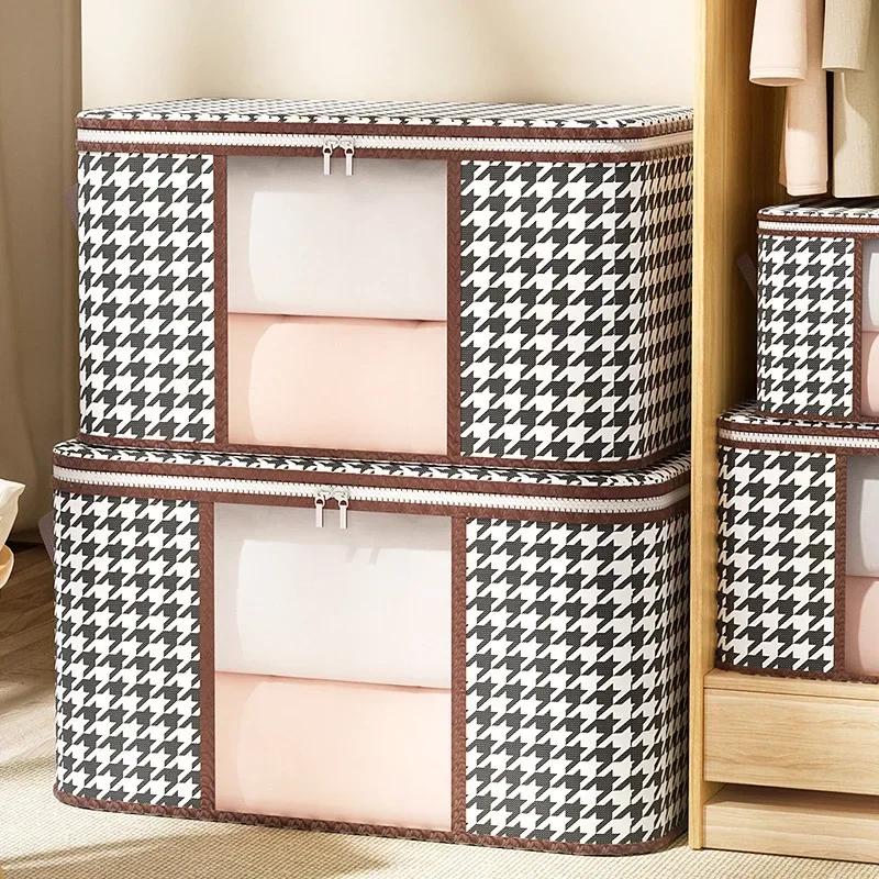 Visible Large Capacity Storage Box Portable Household Clothes Organizer With Handles Foldable Dustproof Quilt Zipper Container 3