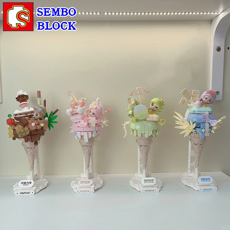 

SEMBO Ice Cream Cone Building Blocks Candy Planet Series Models Kawaii Anime Character Figures Children's Toys Birthday Gifts