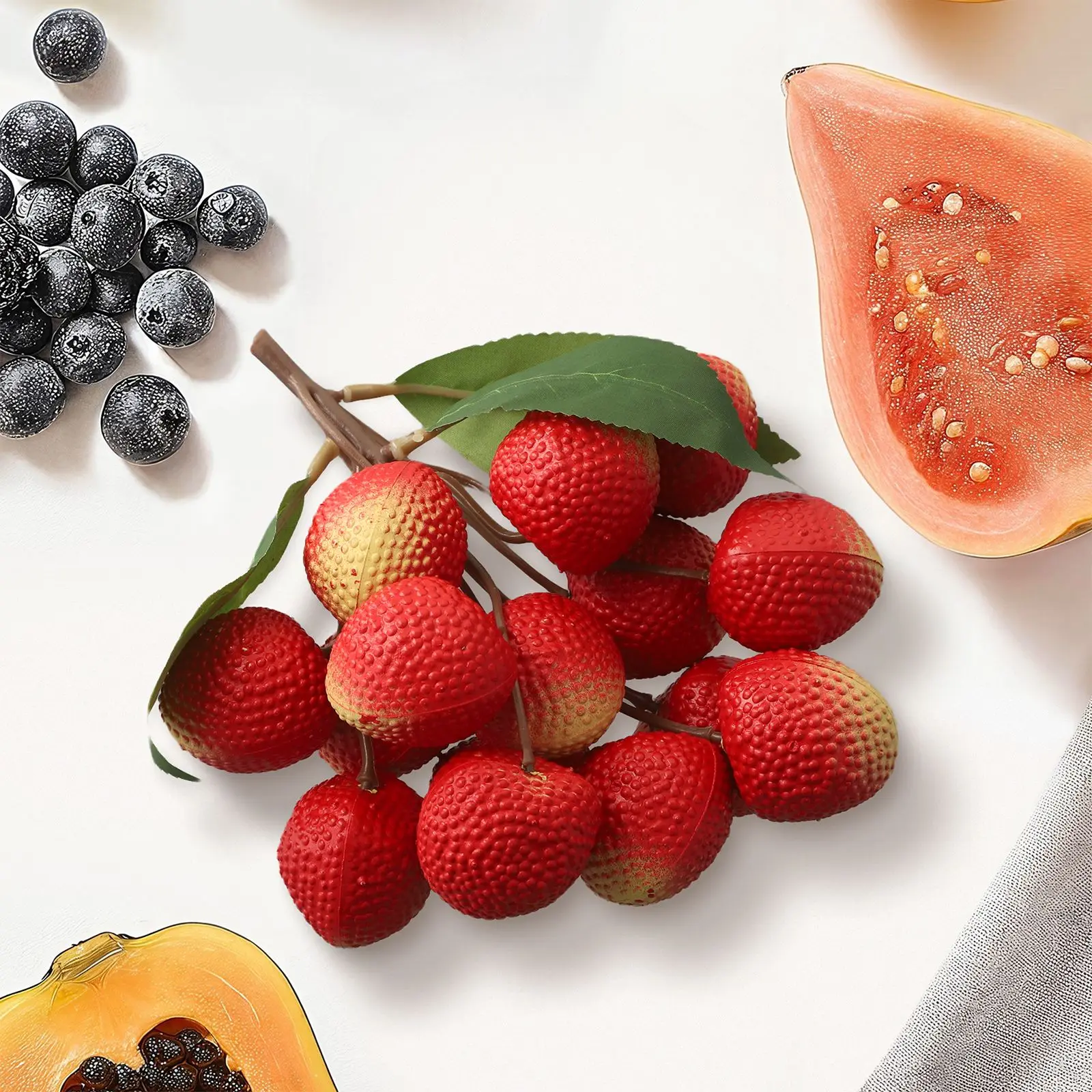 Artificial Fake Fruit Longan Lychee Blueberry Cherries Fruit Model Shopwindow Ornament Photo Props Flower Arrangement Home Decor
