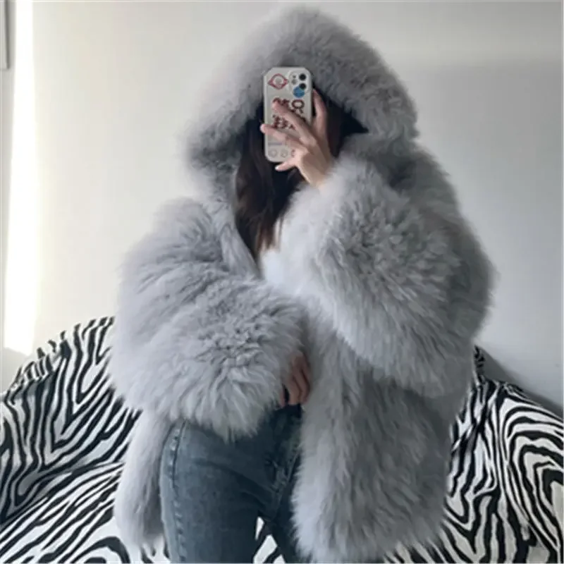 2024 Winter Faux Fur Coat Shaggy Hairy Thick Warm Soft Faux