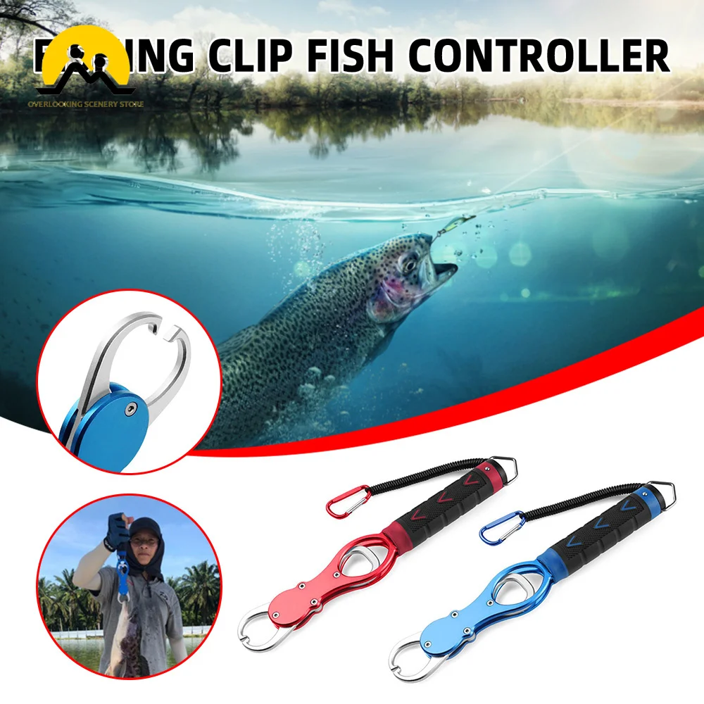 

Fishing Grip Aluminium Alloy Fish Lip Grip Fish Hook Controller Adjustable with Connect Ring Fishing Tool Fishing Accessories