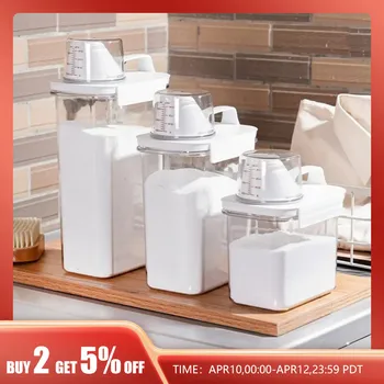 밀폐 세탁 세제 디펜서 분말 보관함, 투명 세척 분말 액체 용기, 뚜껑 항아리 상품 이미지