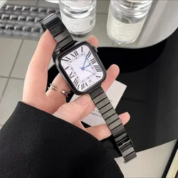 Elegant Women's Slim Watch Band - Luxury Bracelet Strap - 44mm 45mm (Black and tool)